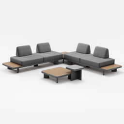 5 PCS L Shaped Outdoor Sectional Sofa Set Mordern Yard & Patio Furniture for 4-6 Person in Gray Cushion & Pillow Included - thumbnail 6