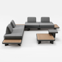 5 PCS L Shaped Outdoor Sectional Sofa Set Mordern Yard & Patio Furniture for 4-6 Person in Gray Cushion & Pillow Included - thumbnail 7