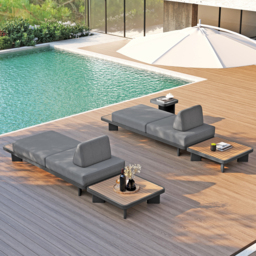 5 PCS L Shaped Outdoor Sectional Sofa Set Mordern Yard & Patio Furniture for 4-6 Person in Gray Cushion & Pillow Included - thumbnail 5