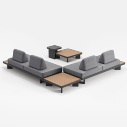 5 PCS L Shaped Outdoor Sectional Sofa Set Mordern Yard & Patio Furniture for 4-6 Person in Gray Cushion & Pillow Included - thumbnail 8