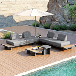 5 PCS L Shaped Outdoor Sectional Sofa Set Mordern Yard & Patio Furniture for 4-6 Person in Gray Cushion & Pillow Included - thumbnail 2