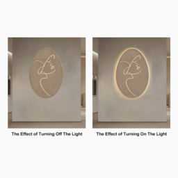 800mm Oval LED Abstract Wall Art Modern Woman Face Sculpture Decor Living Room Bedroom - thumbnail 7