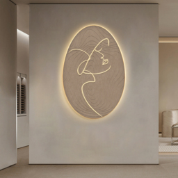 800mm Oval LED Abstract Wall Art Modern Woman Face Sculpture Decor Living Room Bedroom - thumbnail 5