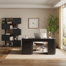 "Modern 65"" L-Shape Black Executive Desk with Lift-Top, Drawers & Cabinet, Right Hand" - thumbnail 9