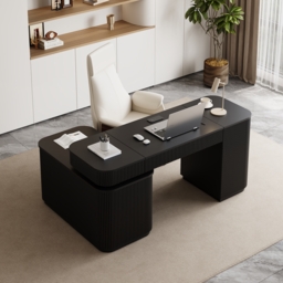 "Modern 65"" L-Shape Black Executive Desk with Lift-Top, Drawers & Cabinet, Right Hand" - thumbnail 5
