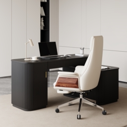 "Modern 65"" L-Shape Black Executive Desk with Lift-Top, Drawers & Cabinet, Right Hand" - thumbnail 3