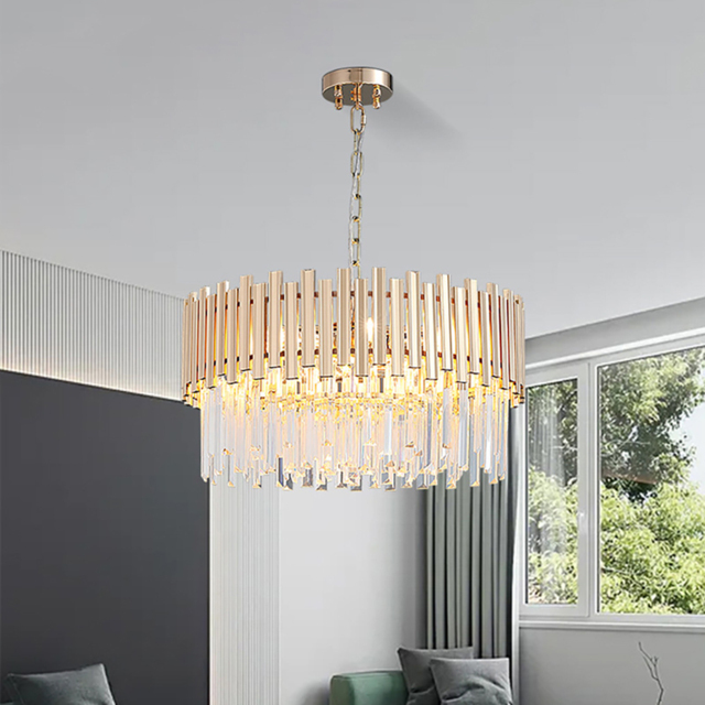 Tierizo Modern 9-Light Tiered Crystal Chandelier with Adjustable Chain in Gold - image 1