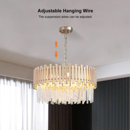 Tierizo Modern 9-Light Tiered Crystal Chandelier with Adjustable Chain in Gold - thumbnail 9