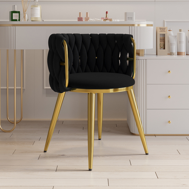 Sweave Nordic 2-Pieces Black Barrel Back Dining Chair Round Accent Velvet Upholstery - image 1