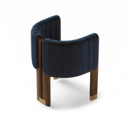 Modern Wood Accent Chair Blue Velvet Upholstered Arm Chair - thumbnail 8