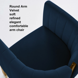 Modern Wood Accent Chair Blue Velvet Upholstered Arm Chair - thumbnail 9