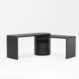 Modern L Shaped Rotating Black Executive Office Desk with Drawers Black Office Furniture (1520mm) - thumbnail 9