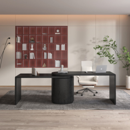 Modern L Shaped Rotating Black Executive Office Desk with Drawers Black Office Furniture (150 cm)