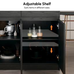 2050mm-2840mm Extendable Kitchen Island with Doors & Drawers, Black Sintered Stone Top - thumbnail 9