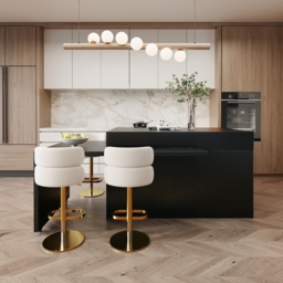 2050mm-2840mm Extendable Kitchen Island with Doors & Drawers, Black Sintered Stone Top - thumbnail 2