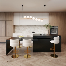 2050mm-2840mm Extendable Kitchen Island with Doors & Drawers, Black Sintered Stone Top - thumbnail 1