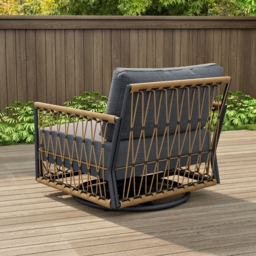 Ropipe Aluminium & Woven Rope Outdoor Swivel Chair 360 Degree Rotatable in Dark Gray - thumbnail 3