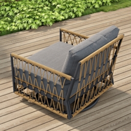 Ropipe Aluminium & Woven Rope Outdoor Swivel Chair 360 Degree Rotatable in Dark Gray - thumbnail 4