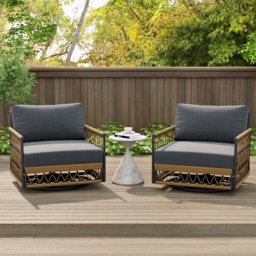 Ropipe Aluminium & Woven Rope Outdoor Swivel Chair 360 Degree Rotatable in Dark Gray - thumbnail 2