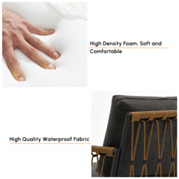 Ropipe Aluminium & Woven Rope Outdoor Swivel Chair 360 Degree Rotatable in Dark Gray - thumbnail 6