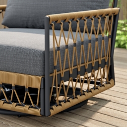 Ropipe Aluminium & Woven Rope Outdoor Swivel Chair 360 Degree Rotatable in Dark Gray - thumbnail 9