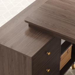Ultic Walnut L Shaped Home Office Desk Desk with Storage Drawers & Shelf Computer Desk (120 cm) - thumbnail 8