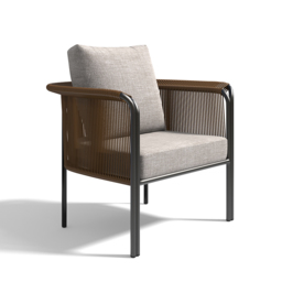 3Pcs Modern Coffee Rattan Outdoor Sofa Set with Glass Top Coffee Table and Gray Cushion - thumbnail 8