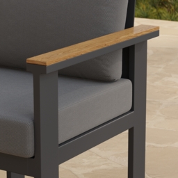 Tevara 8-Piece Rectangular Wood & Aluminium Outdoor Dining Set with Pillar Umbrella - thumbnail 7