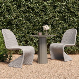2 PCS Woven Rattan Outdoor Dining Chair Set Yard & Patio Furniture in Gray with Cushion & Pillow - thumbnail 3