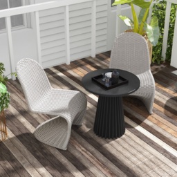 2 PCS Woven Rattan Outdoor Dining Chair Set Yard & Patio Furniture in Gray with Cushion & Pillow - thumbnail 9