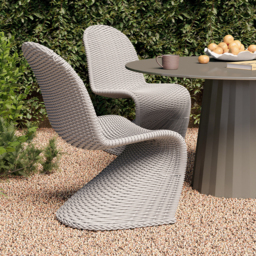 2 PCS Woven Rattan Outdoor Dining Chair Set Yard & Patio Furniture in Gray with Cushion & Pillow - thumbnail 8