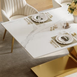 "Dining Set 71"" Modern Rectangle Sintered Stone Dining Table with 6 Chairs" - thumbnail 9