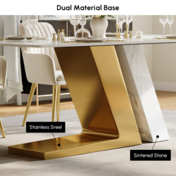 "Dining Set 71"" Modern Rectangle Sintered Stone Dining Table with 6 Chairs" - thumbnail 8