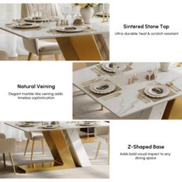 "Dining Set 71"" Modern Rectangle Sintered Stone Dining Table with 6 Chairs" - thumbnail 6