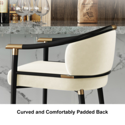 Cranis Bar Height Bar Stool with Arms in Beige Upholstery Velvet 8-Pieces - thumbnail 9