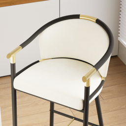 Cranis Bar Height Bar Stool with Arms in Beige Upholstery Velvet 8-Pieces - thumbnail 6