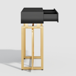 1000mm Modern Narrow Black Console Table with Storage Drawers and Metal Legs in Gold - thumbnail 8