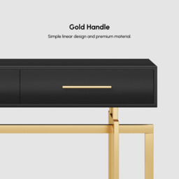 1000mm Modern Narrow Black Console Table with Storage Drawers and Metal Legs in Gold - thumbnail 5
