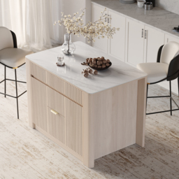 1290mm Kitchen Island Sintered Stone Top with Storage Natural Modern - thumbnail 2