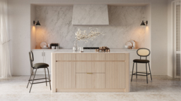 1290mm Kitchen Island Sintered Stone Top with Storage Natural Modern - thumbnail 4