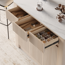 1290mm Kitchen Island Sintered Stone Top with Storage Natural Modern - thumbnail 9