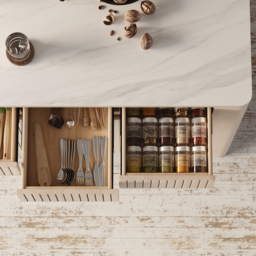 1290mm Kitchen Island Sintered Stone Top with Storage Natural Modern - thumbnail 8