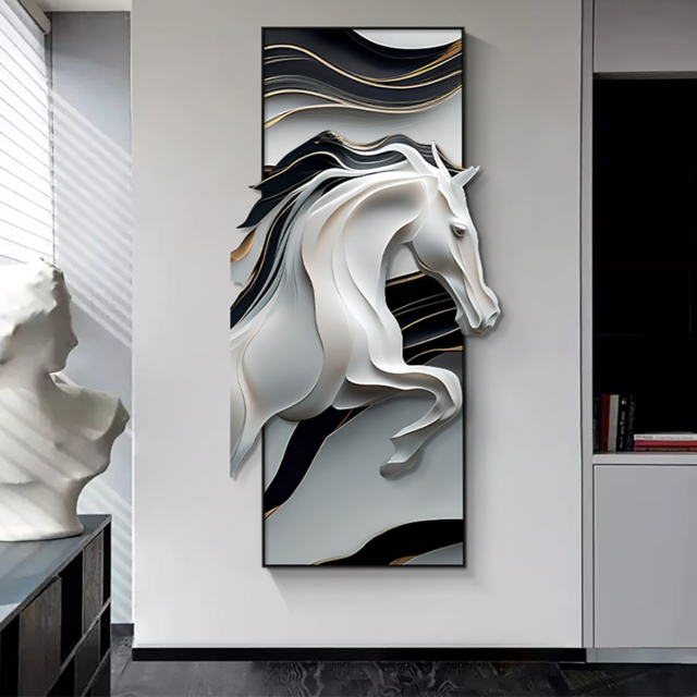 Creative Abstract Irregular Wall Hanging Black& White Horse Home Decoration - image 1