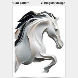 Creative Abstract Irregular Wall Hanging Black& White Horse Home Decoration - thumbnail 7