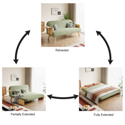 Mid-Century Modern Rattan Daybed Full Sofa Bed Convertible Sleeper Lounge Chair Folding - thumbnail 6