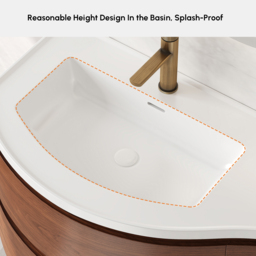 900mm Floating Curved Bathroom Vanity Set of 2 Half-Circle Bathroom Cabinet Walnut - thumbnail 9