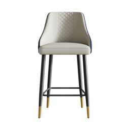 4-Piece Blue Counter Stool with Footrest Upholstered PU Leather High Back - thumbnail 6