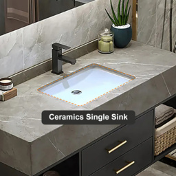"40"" Floating Bathroom Vanity with Sintered Stone Vessel Sink Black and Gray" - thumbnail 4