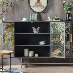 1800mm Modern Painted Sideboard Buffet with Glass Doors and Shelves - thumbnail 2