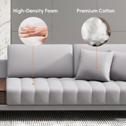 3200 mm L-Shaped Grey Modular Sectional Sofa with Storage Side Table and Ottoman - thumbnail 6